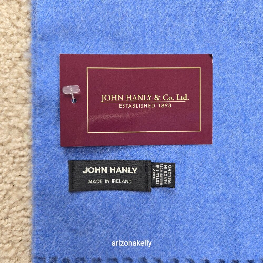 NWT John Hanly Extra Fine Merino Wool Scarf Blue - Picture 3 of 10